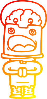 Bir insan tarafından çizilen çizgi film robotunun sıcak çizgi çizimi