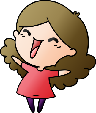 Bir insan tarafından çizilmiş kawai kızının gradyan çizimi.