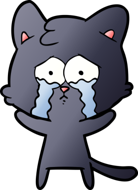 Bir insan tarafından çizilmiş ağlayan kedi çizgi filmi.