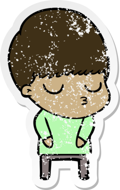 Bir insan tarafından çizilmiş, sıkıntılı bir çizgi film çıkartması.