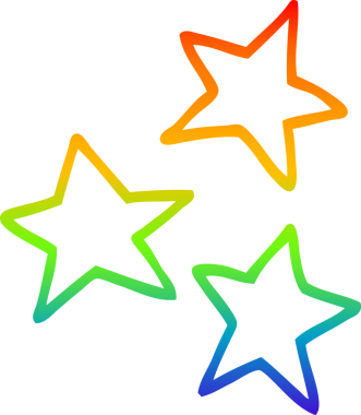 gökkuşağı gradyanı çizimi bir insan tarafından çizilmiş çizgi film yıldızları