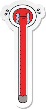 Bir insan tarafından çizilmiş karikatür termometresinin etiketi.