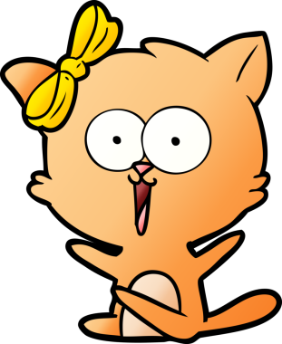 Bir insan tarafından çizilmiş çizgi film kedisi.