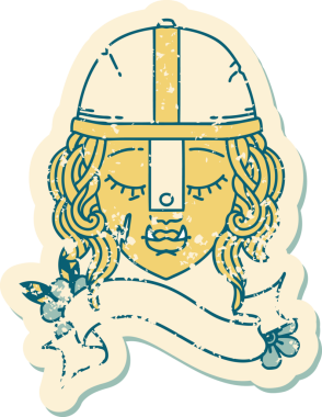 Retro Dövme Biçimli Ork savaşçı yüzü bir insan tarafından çizilmiş