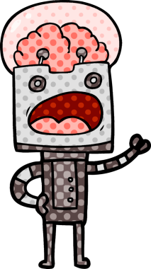 Bir insan tarafından çizilmiş çizgi film robotu