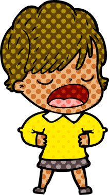 Bir insan tarafından çizilmiş bir karikatür kadın konuşuyor.