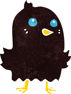 Bir insan tarafından çizilmiş çizgi film kuşu.