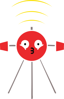 Bir insan tarafından çizilmiş düz renkli bir uydu karikatürü