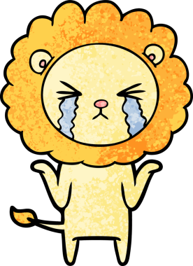 Bir insan tarafından çizilmiş ağlayan bir aslan.