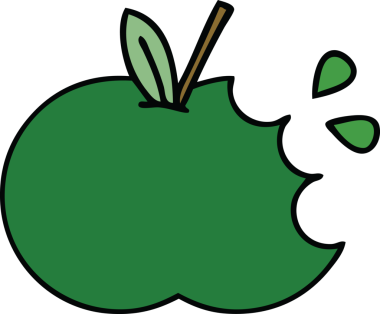 Bir insan tarafından çizilmiş tatlı bir elma karikatürü.