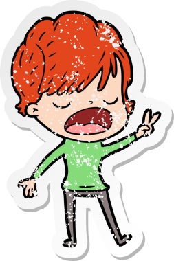 Bir insan tarafından çizilmiş karikatür kadının sıkıntılı çıkartması.