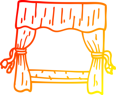 Bir insan tarafından perdelenmiş çizgi film penceresinin sıcak gradyan çizimi