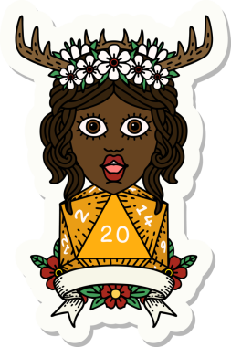 Bir insan tarafından çizilmiş 20 rulo doğal bir Druid çıkartması.