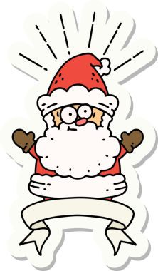 Bir insan tarafından çizilmiş dövme stili Noel Baba karakterinin çıkartması.