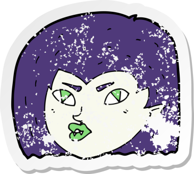 Bir insan tarafından çizilmiş vampir suratlı karikatürün gerilimli yapıştırması.