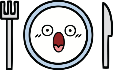 Bir insan tarafından çizilmiş yemek tabağı karikatürü.