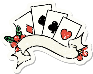 Geleneksel kart stili ve bir insan tarafından çizilmiş çiçekli pankart dövmesi.