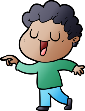 Bir insan tarafından çizilmiş gülen çizgi film adamı.