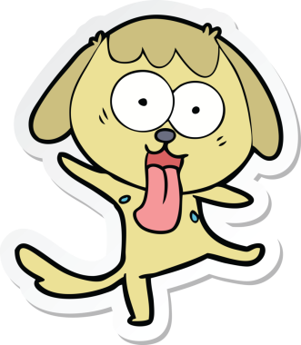 Bir insan tarafından çizilmiş şirin bir köpeğin çıkartması.