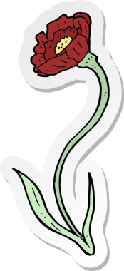 Bir insan tarafından çizilmiş karikatür çiçeğinin çıkartması.