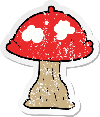 Bir insan tarafından çizilmiş karikatür mantarının sıkıntılı çıkartması