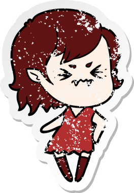 Bir insan tarafından çizilmiş rahatsız bir vampir kızın sıkıntılı çıkartması.