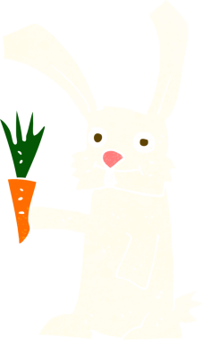 Bir insan tarafından çizilmiş havuçlu çizgi film tavşanı