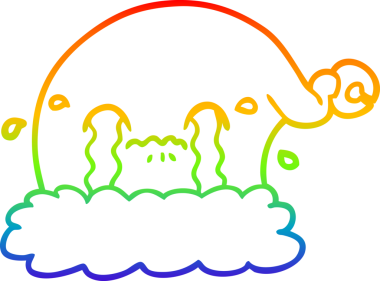 Gökkuşağı gradyan çizimi Noel Baba şapkası bir insan tarafından çizilmiş.