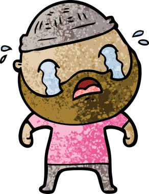 Çizgi film sakallı adam bir insan tarafından çizilmiş ağlıyor.