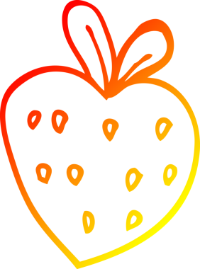 Bir insan tarafından çizilen çilek karikatürünün sıcak gradyan çizimi