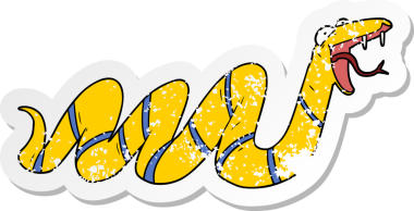 Bir insan tarafından çizilmiş sürünen bir yılanın sıkıntılı çıkartması.