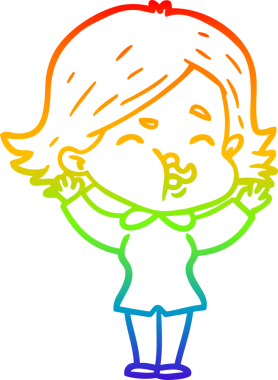 Gökkuşağı gradyan çizgi çizimi Bir insan tarafından çizilen bir kız karikatürü