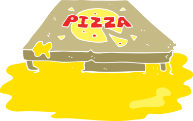 Bir insan tarafından çizilmiş pizzanın düz renk çizimi