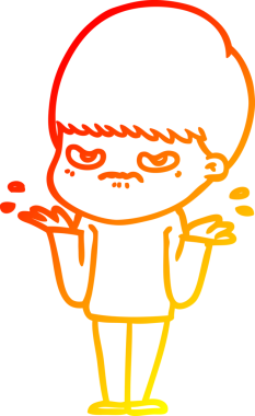 Bir insan tarafından çizilmiş kızgın çizgi film çocuğunun sıcak çizgi çizimi.