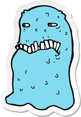 Bir insan tarafından çizilmiş iğrenç bir hayaletin çıkartması.