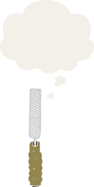 Düşünce baloncuğu olan bir insan tarafından çizilmiş metal çizgi film dosyası