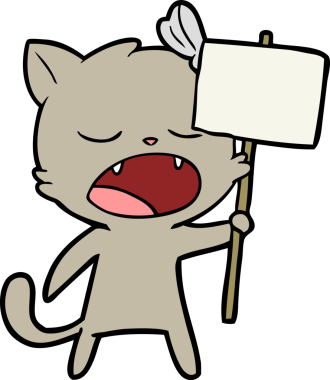 Bir insan tarafından çizilmiş esneyen kedi çizgi filmi.