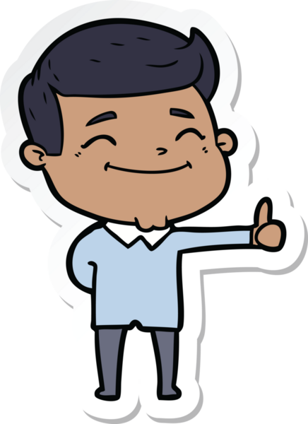 Bir insan tarafından çizilmiş mutlu bir çizgi film karakterinin çıkartması.