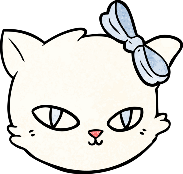 Bir insan tarafından çizilmiş fiyonklu bir kedi.