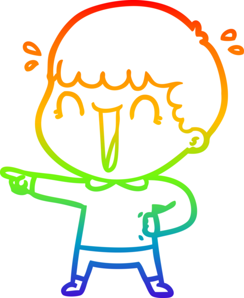 Gökkuşağı gradyan çizimi. Gülen bir çizgi film adamı bir insan tarafından çizilmiş.