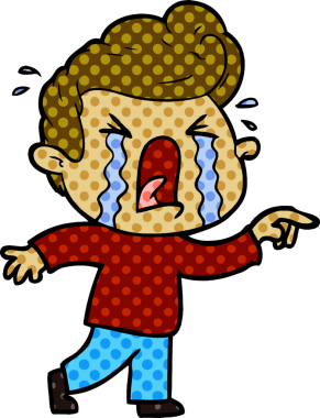 Bir insan tarafından çizilmiş ağlayan bir karikatür.