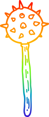 Gökkuşağı gradyan çizgi çizimi bir insan tarafından çizilmiş bir ortaçağ topuzu