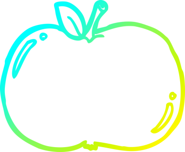 Bir insan tarafından çizilen elma karikatürünün soğuk gradyan çizimi