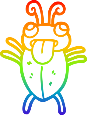 gökkuşağı gradyan çizimi bir insan tarafından çizilmiş komik bir çizgi film böceği