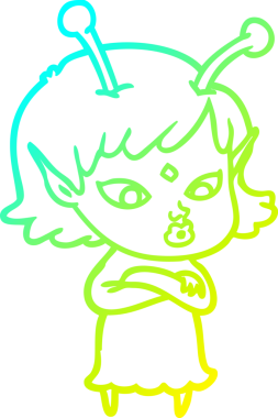 Bir insan tarafından çizilmiş güzel bir uzaylı kız çizimi.