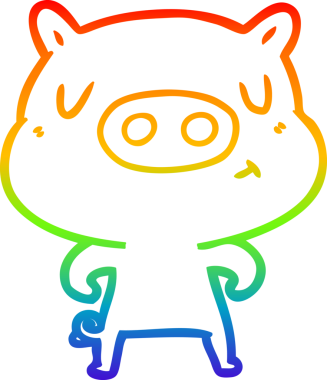 gökkuşağı gradyan çizgi çizimi bir insan tarafından çizilmiş içerikli domuz