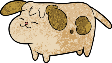 Bir insan tarafından çizilmiş şirin bir çizgi film köpeği.