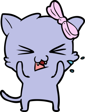 Bir insan tarafından çizilmiş çizgi film kedisi.