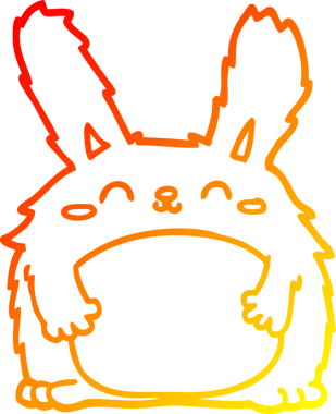 Bir insan tarafından çizilmiş kürklü bir tavşanın sıcak çizgi çizimi