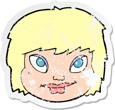 Bir insan tarafından çizilmiş bir karikatür kadın yüzünün gerilimli yapıştırması.